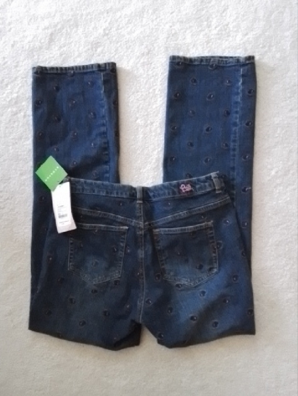 NWT! Lilly Pulitzer Vintage Navy Straight Leg Jeans with Embroidery, Size 8.